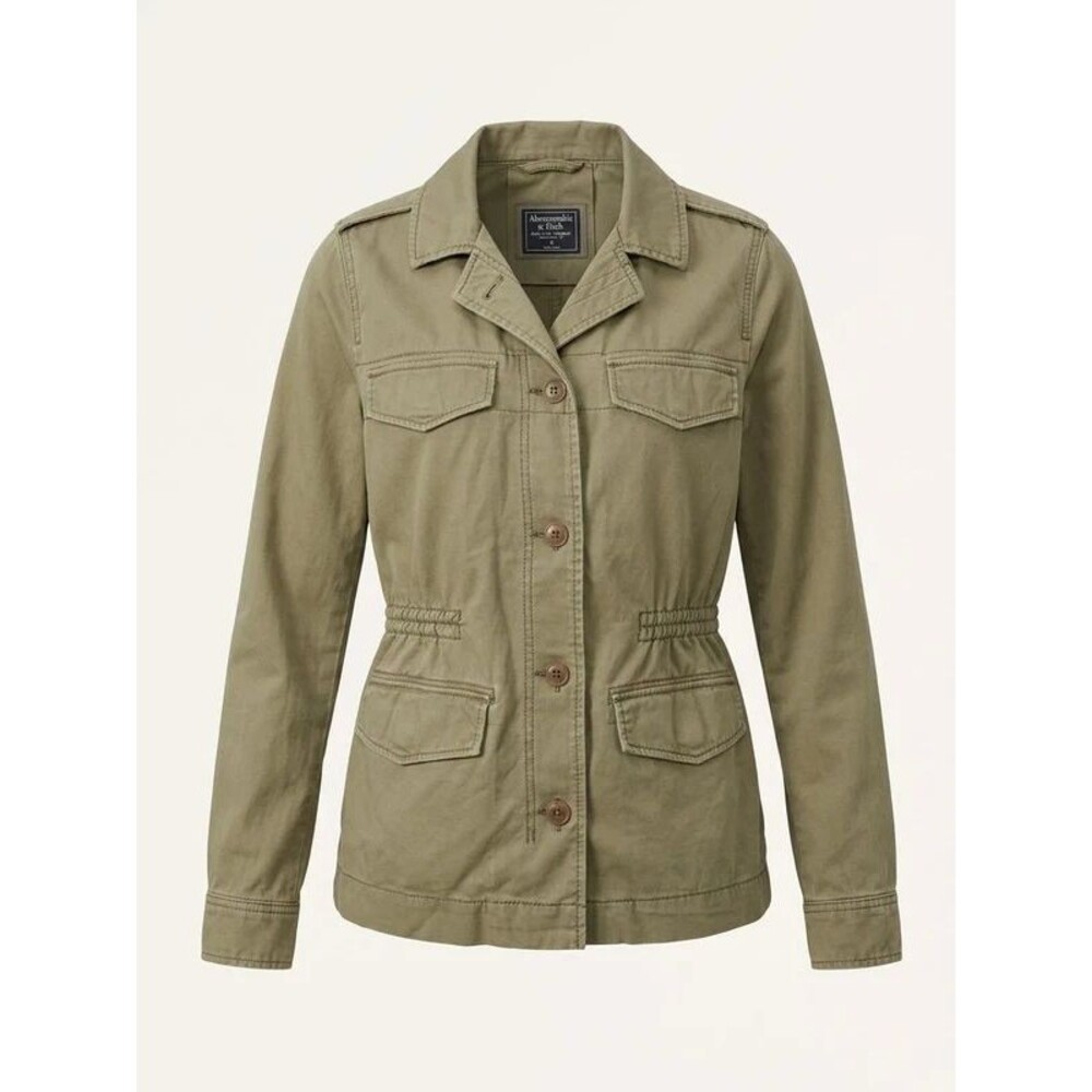 Abercrombie & Fitch Green Cinched Utility Military Jacket Coat Womens Size M